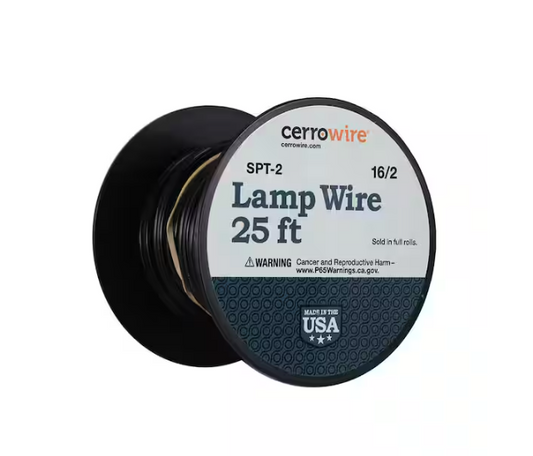 25 ft. 16/2 Black Stranded Copper Lamp Wire - 9195889