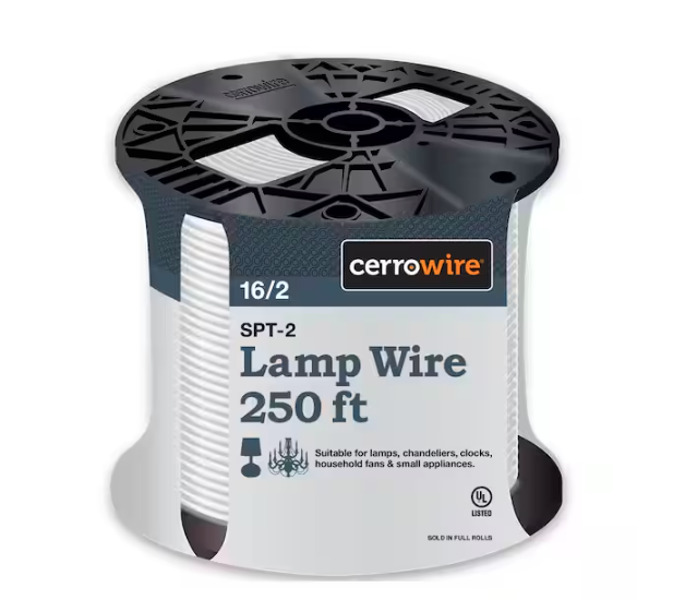 250 ft. 16/2 White Stranded Copper Lamp Wire - 9278092