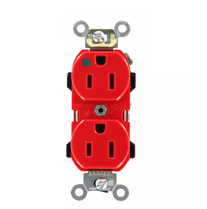 15 Amp 125-Volt 2-Pole Hospital Grade Duplex Outlet Straight Blade, Red - 91002198844