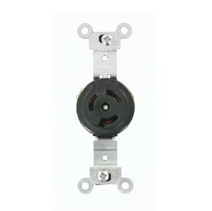 15 Amp 250-Volt Grounding Locking Single Outlet, Black - 91002198804