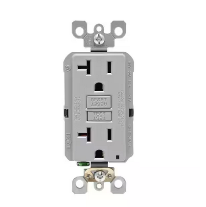 20 Amp Self-Test SmartlockPro Slim Duplex GFCI Outlet, Gray - 91001370857
