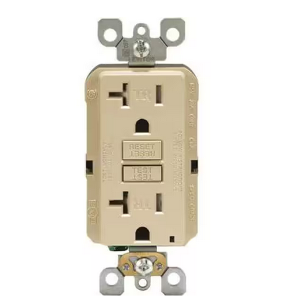 20 Amp 2-Pole Receptacle GFCI Tamper-Resistant Duplex Outlet, Light Almond - 91006559818