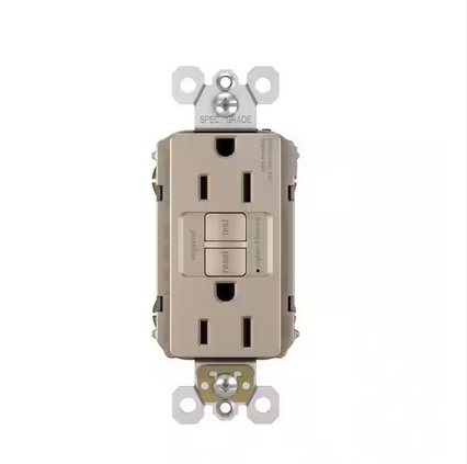 radiant 15 Amp 125 Volt Tamper Resistant GFCI Residential/Commercial Decorator Duplex Outlet, Nickel - 9942333