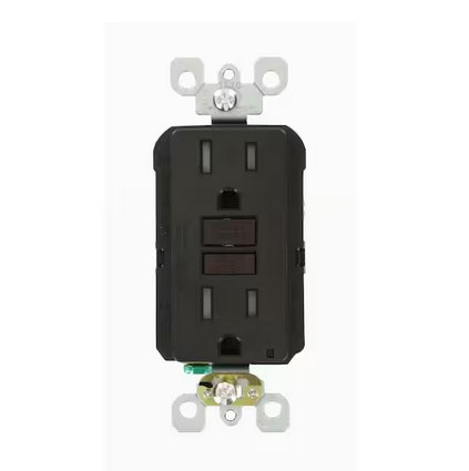 15 Amp 125-Volt Duplex SmarTest Self-Test SmartlockPro Tamper Resistant GFCI Outlet, Brown - 91001370956