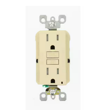 15 Amp 125-Volt Duplex SmarTest Self-Test SmartlockPro Tamper Resistant GFCI Outlet, Ivory - 91001370839
