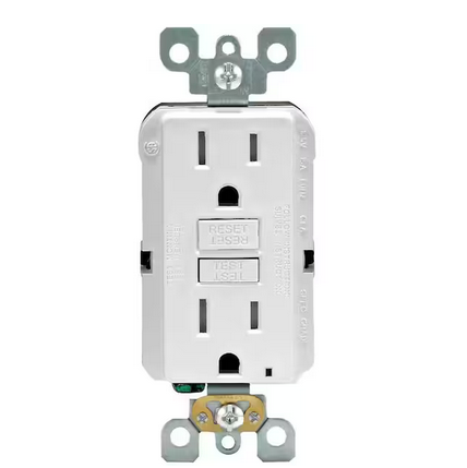 15 Amp 125-Volt Duplex SmarTest Self-Test SmartlockPro Tamper Resistant GFCI Outlet, White - 91001370819