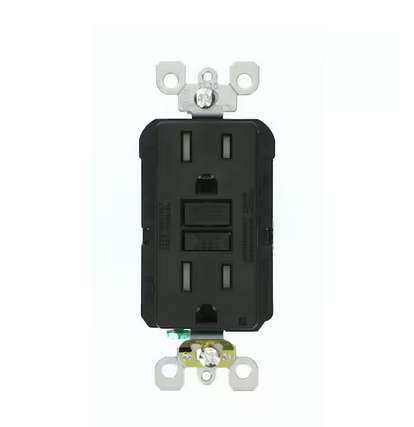 15 Amp 125-Volt Duplex SmarTest Self-Test SmartlockPro Tamper Resistant GFCI Outlet, Black - 91001370858