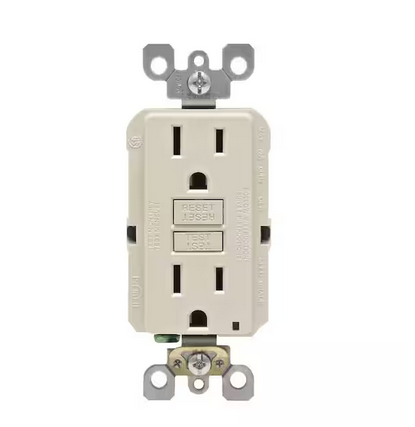 15 Amp Self-Test SmartlockPro Slim Duplex GFCI Outlet, Light Almond - 91003580107