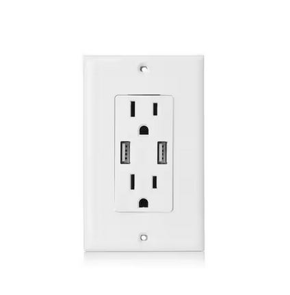 Electrical Outlet Receptacle with 2-High Power USB Ports - 91003142957