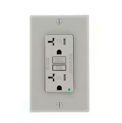 20 Amp SmartlockPro Tamper Resistant GFCI Outlet, Gray