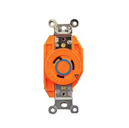 20 Amp 250-Volt Flush Mounting Isolated Ground Locking Outlet, Orange