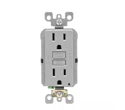 15 Amp Self-Test SmartlockPro Slim Duplex GFCI Outlet, Gray - 91001370855