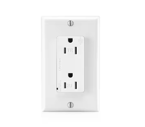15 Amp Commercial Grade Tamper Resistant Decora Duplex Outlet with Surge Suppressor, White - 9769010