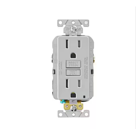 15 Amp SmartlockPro Self-Test Tamper Resistant GFCI Duplex Outlet, Light Gray - 91005348772