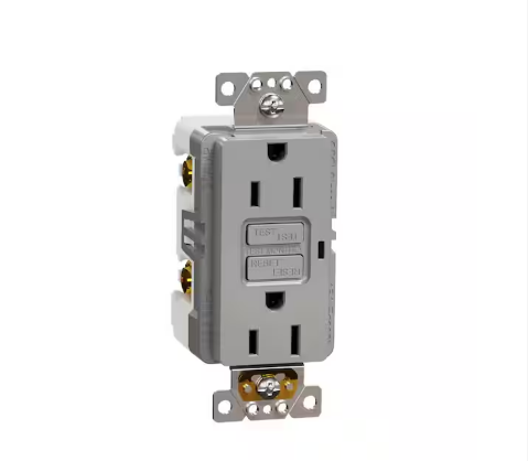 X Series 15 Amp 125-Volt Tamper Resistant Indoor GFCI Duplex Outlet Decorator Receptacle Back Wire Clamps Matte Gray - 91007764093