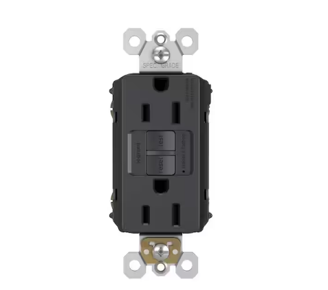 radiant 15 Amp 125 Volt Tamper Resistant GFCI Residential/Commercial Decorator Duplex Outlet, Graphite - 91005370711