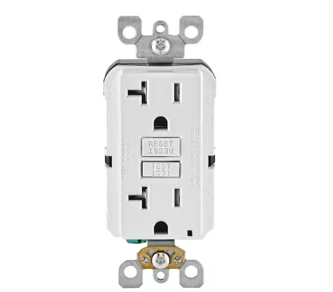 20 Amp 125-Volt Duplex SmarTest Self-Test SmartlockPro Tamper Resistant GFCI Outlet, White - 91001370848