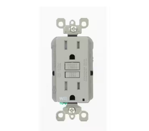 15 Amp 125-Volt Duplex Self-Test Tamper Resistant/Weather Resistant GFCI Outlet, Gray - 91001370981