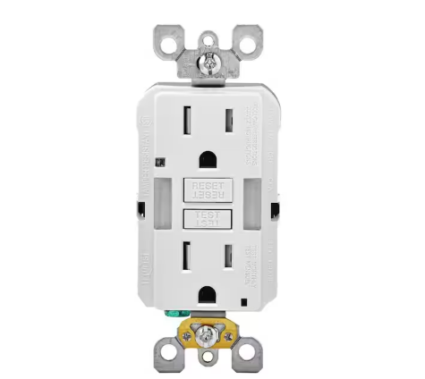 15 Amp Self-Test SmartlockPro Combo Duplex Guide Light and Tamper Resistant GFCI Outlet, White - 91001370859