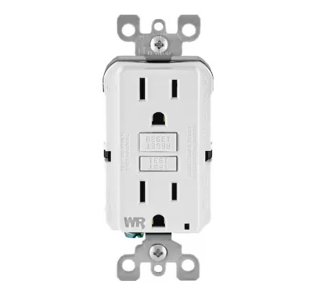 15 Amp 125-Volt Duplex Self-Test Tamper Resistant/Weather Resistant GFCI Outlet, White - 91001370824