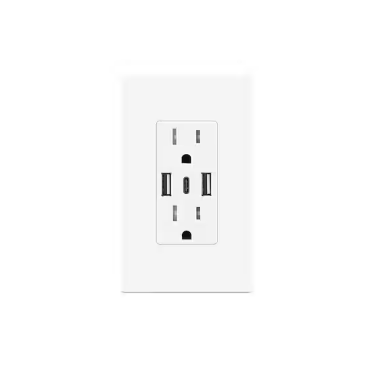 Electrical Duplex Outlet Receptacle with 3-High Power USB Ports, 2 USB-A and Another USB-C Totaling 6 Amp