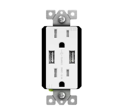15 Amp 125-Volt Tamper Resistant 3.1 Amp USB Duplex Outlet Charger, White - 91006775433
