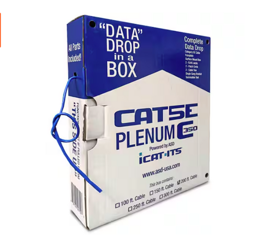 Data Drop-in-a Box Cat5e 100 ft. Plenum Kit - 91003426736