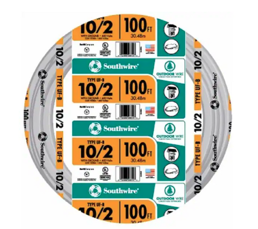 100 ft. 10/2 Gray Solid CU UF-B W/G Wire - 9178387