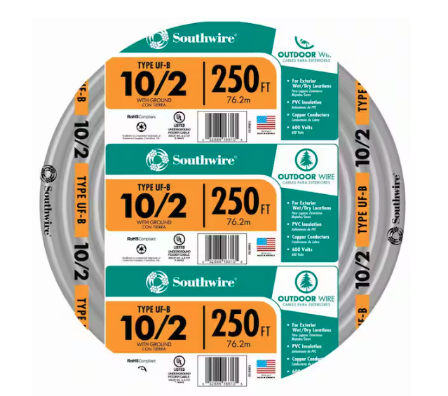 250 ft. 10/2 Gray Solid CU UF-B W/G Wire - 9269077