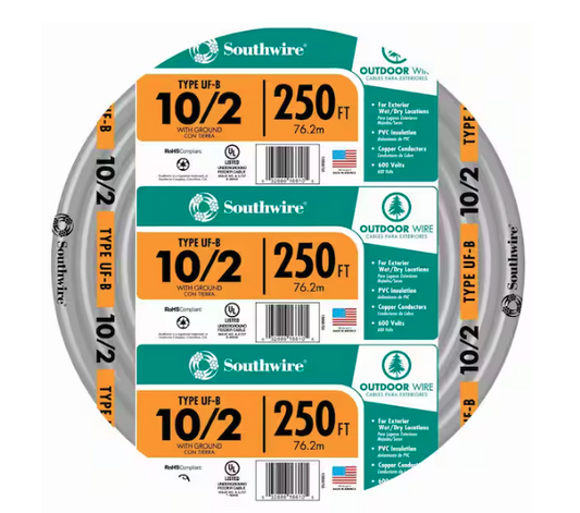250 ft. 10/2 Gray Solid CU UF-B W/G Wire - 9269077