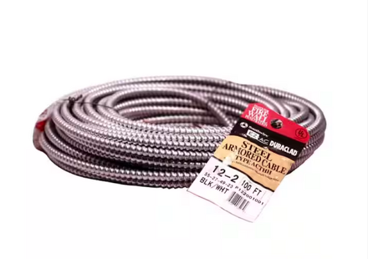 100 ft. 12/2 600-Volt Duraclad Type BX/AC SA Light-Weight Steel Armored Cable Coil - 91000545798