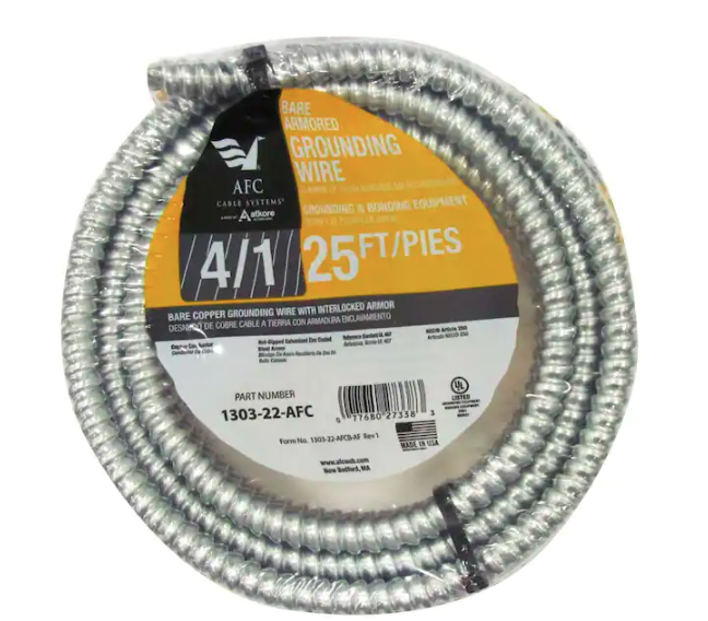 4/1 x 25 ft. Bare Armored Ground Cable - 9265122