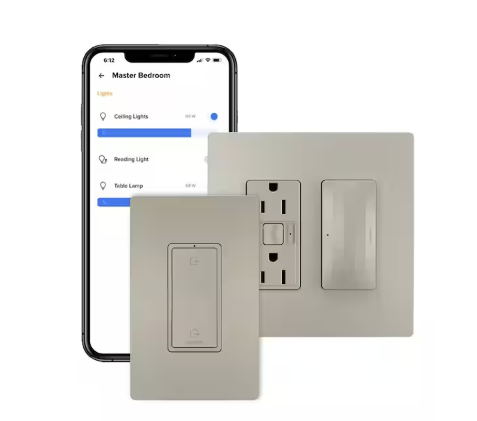 radiant with Netatmo Decorator Duplex Smart Outlet Starter Kit with Home/Away Switch, Nickel - 91006788563