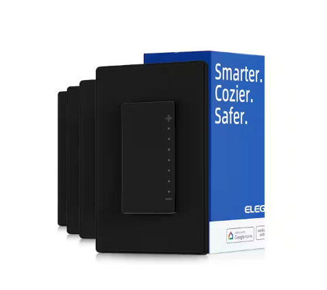 3.75 Amp Smart Single-Pole Illuminated Antimicrobial Rocker Smart Dimmer Light Switch, Black (4-Pack) - 91010860256