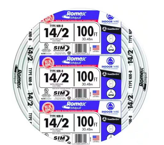 100 ft. 14/2 Solid Romex SIMpull CU NM-B W/G Wire - 9376537