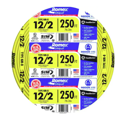 250 ft. 12/2 Solid Romex SIMpull CU NM-B W/G Wire - 9268844