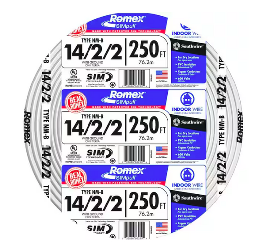 250 ft. 14/2/2 Solid Romex SIMpull CU NM-B W/G Wire - 9366808