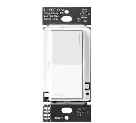 Sunnata Switch, for 6A Lighting or 3A 1/10 HP Motor, Single Pole/Multi Location, Brilliant White (ST-6ANS-BW) - 91009033408