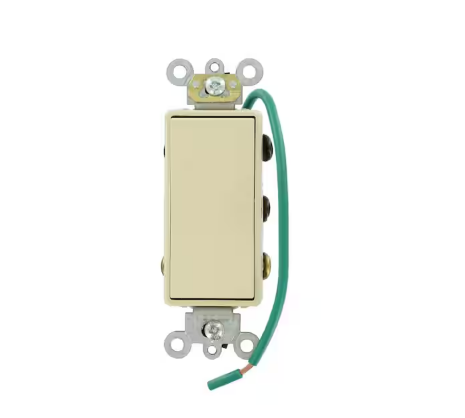 15 Amp Decora Plus Commercial Grade Double Pole Double-Throw Center-Off Maintained Contact Rocker Switch, Ivory