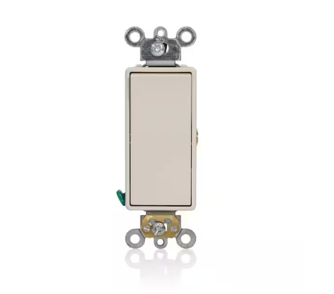 15 Amp Decora Plus Single Pole Rocker Light Switch Momentary Contact Commercial Specification, Light Almond - 91004182005