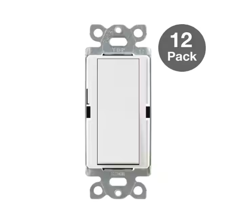 Claro On/Off Switch, 15-Amp/Single-Pole, White (CA-1PS-WH-12) (12-Pack) - 91009663722
