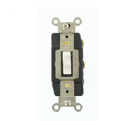 20 Amp Industrial Grade Heavy Duty Double-Pole Double-Throw Center-Off Maintained Contact Toggle Switch, White