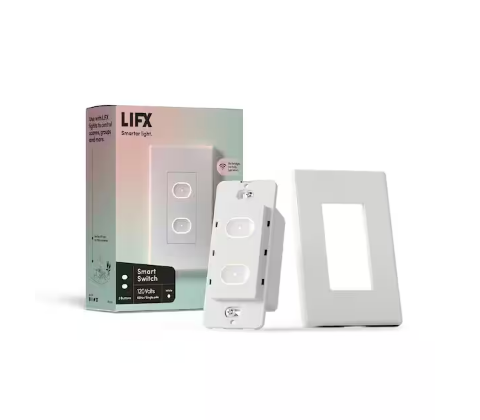 1-Pole 2-Buttons Smart Wi-Fi Touch Light Switch, White, Works with Alexa/Hey Google/HomeKit/Siri - 91006856855