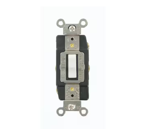 15 Amp Industrial Grade Heavy Duty Double-Pole Double-Throw Center-Off Maintained Contact Toggle Switch, White