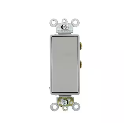 15 Amp Decora Plus Commercial Grade Single Pole Double-Throw Center-Off Maintained Contact Rocker Switch, Gray