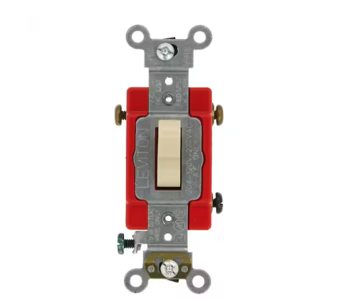 20 Amp Industrial Grade Heavy Duty 3-Way Lighted Handle Toggle Switch, Ivory