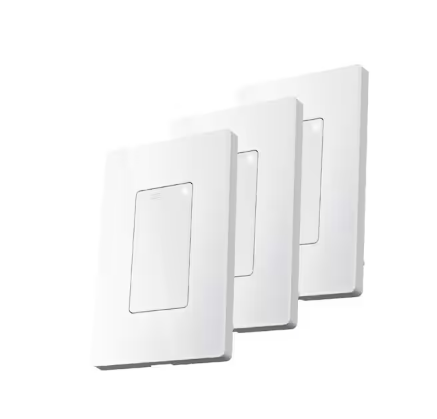 Smart 15 Amp Programmable Touch and Push Button Light Switch in White (3-Pack) - 91008140264