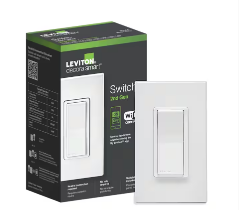 Decora Smart 15 Amp Wi-Fi Smart Rocker Light Switch with Alexa, Google and HomeKit 2nd Gen, White - 91006037306
