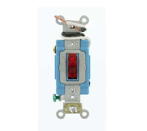 15 Amp Industrial Grade Heavy Duty 3-Way Pilot Light Toggle Switch, Red