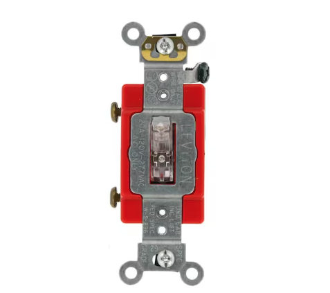 20 Amp Industrial Grade Heavy Duty Single-Pole Lighted Handle Toggle Switch, Clear